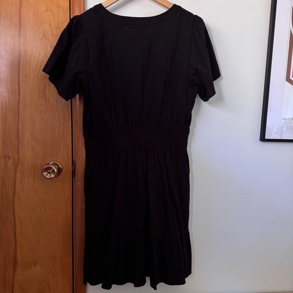 LOFT Black Button-Front Drawstring Mini Dress - Picture 3 of 7